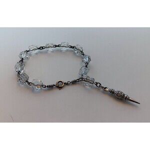 Vintage Clear Faceted Glass Cube Bracelet 6.5 in